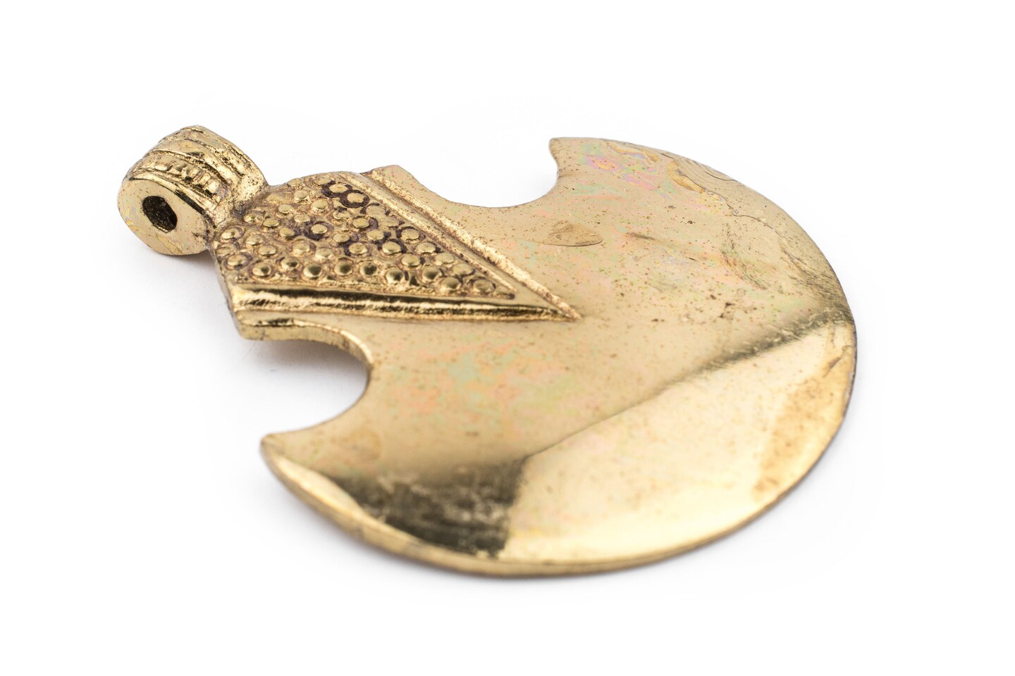 TheBeadChest Brass Half Moon Tuareg Shield Pendant 63x51mm Morocco African Large Hole Handmade