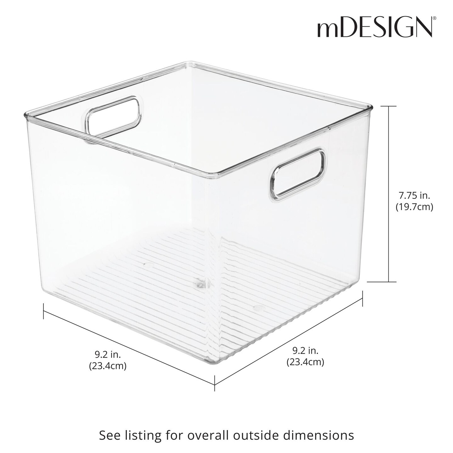 mDesign Plastic Stackable Storage Organizer Container Bin with Handles