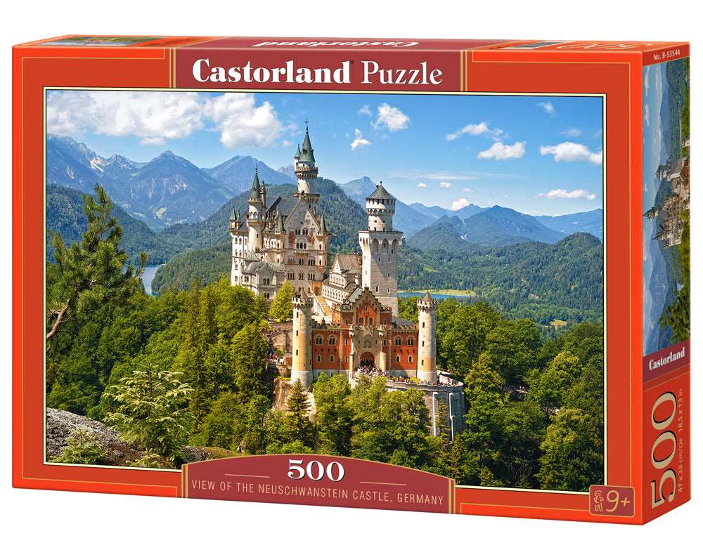 500 Piece Jigsaw Puzzle, View of the Neuschwanstein Castle, Bavarian Alps, Germany, Castle puzzle, Adult Puzzles, Castorland B-53544