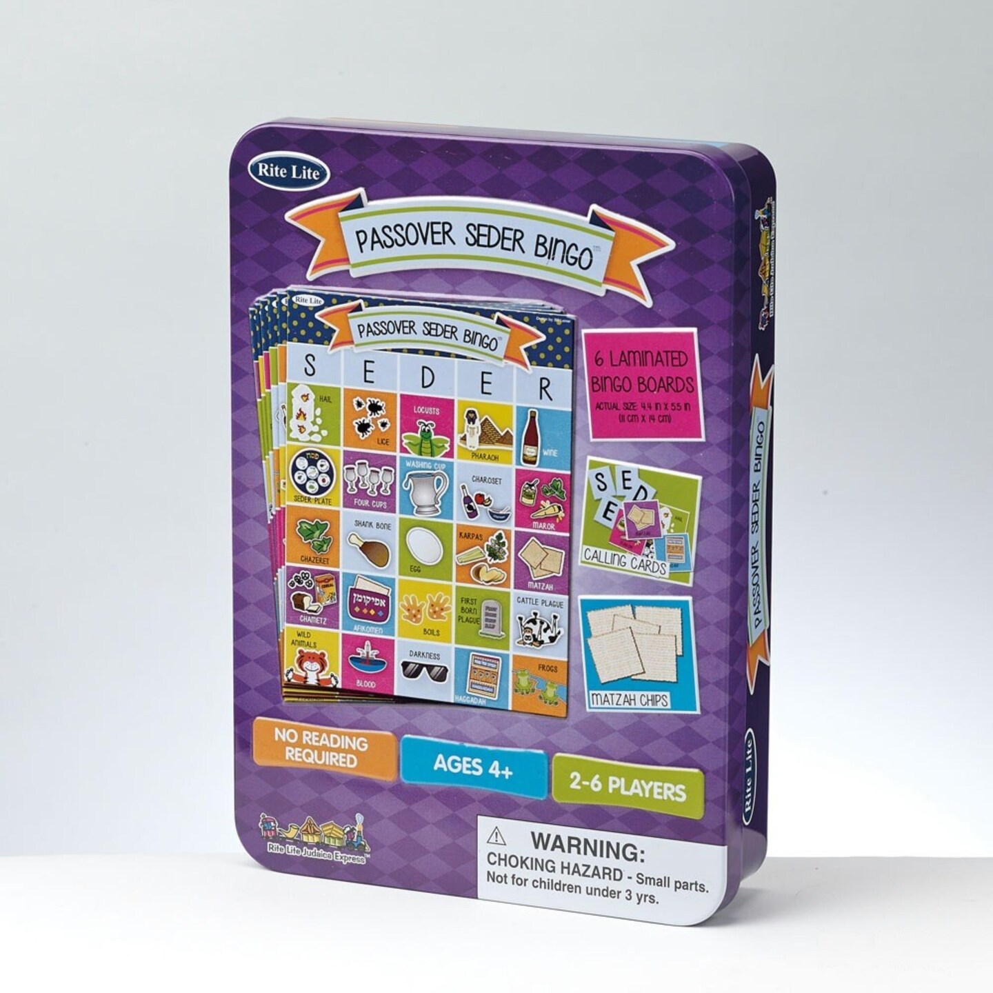 Rite Lite 6pc Purple and White Seder Bingo Passover Board Game 5.5&#x22;