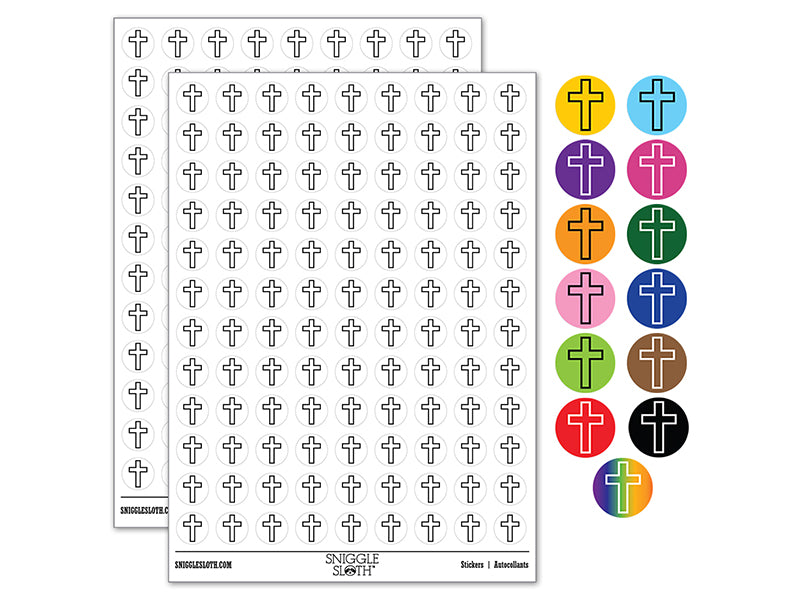 Cross Christian Church Religion Outline 200+ 0.50&#x22; Round Stickers