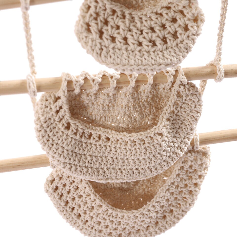 3-tier Fruits Hanging Basket, Hammock Style Fruits Storage Basket Detachable