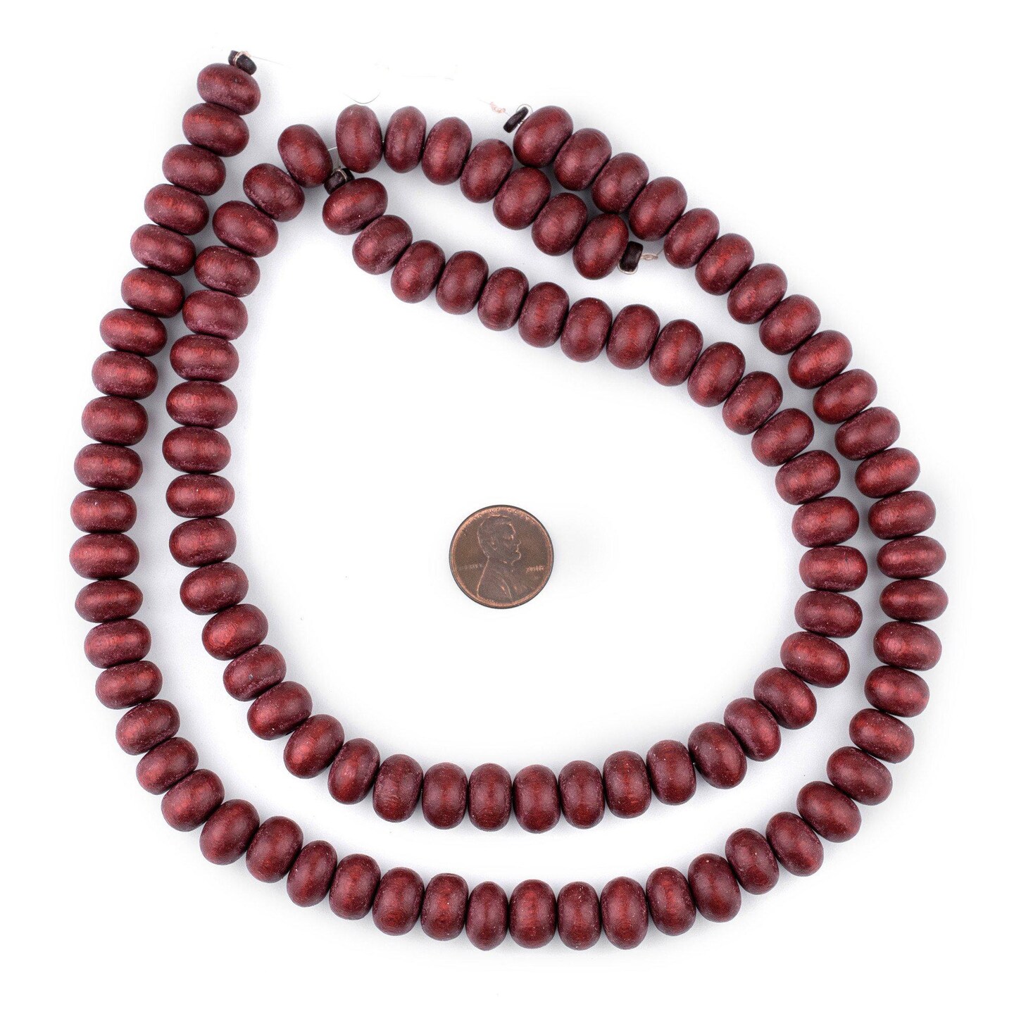 TheBeadChest Cherry Red Abacus Natural Wood Beads (8x12mm): Organic Eco-Friendly Wooden Bead Strand for DIY Jewelry, Crafts, Necklace and Bracelet Making