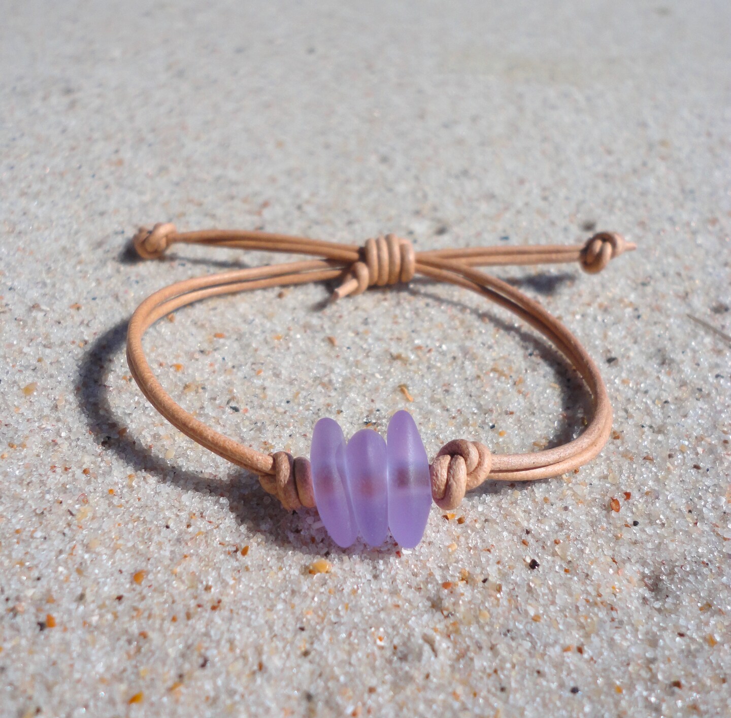 Sea Glass Bracelet high quality | Adjustable | Beach Glass Bracelet | Sea Foam & Lavender Sea Glass | Slider Bracelet | Custom Sized |