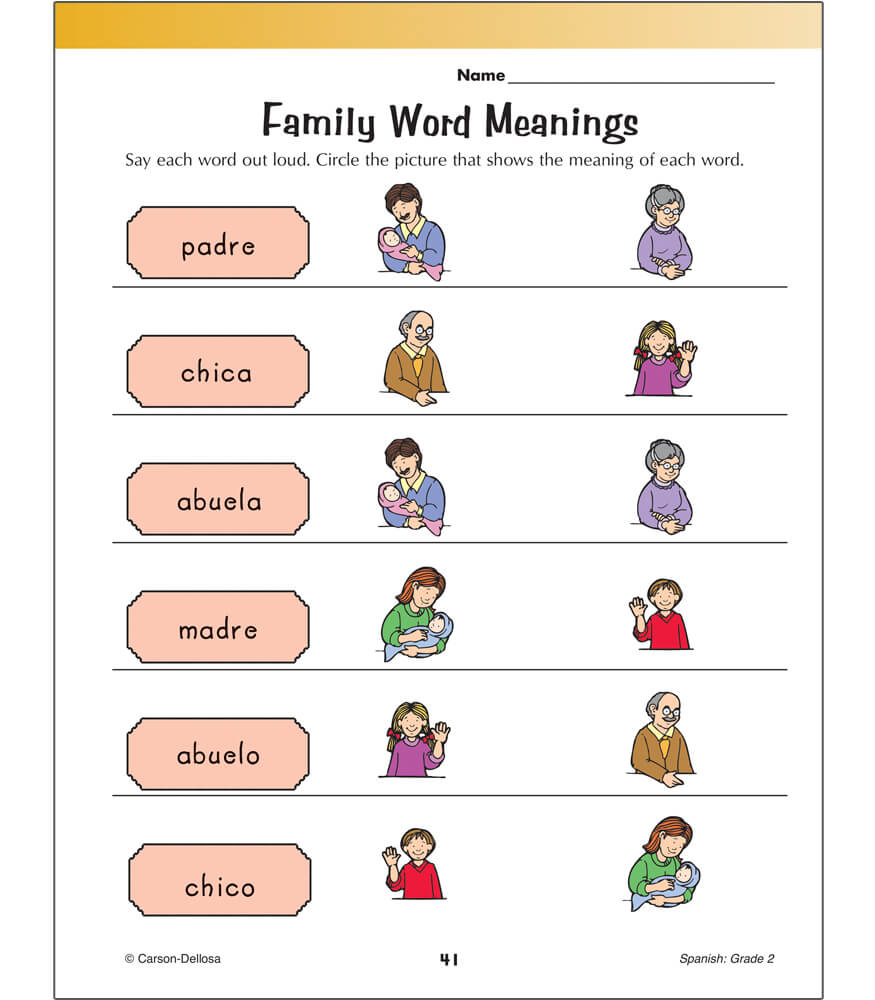 Carson Dellosa Spanish, Grade 2 Workbook