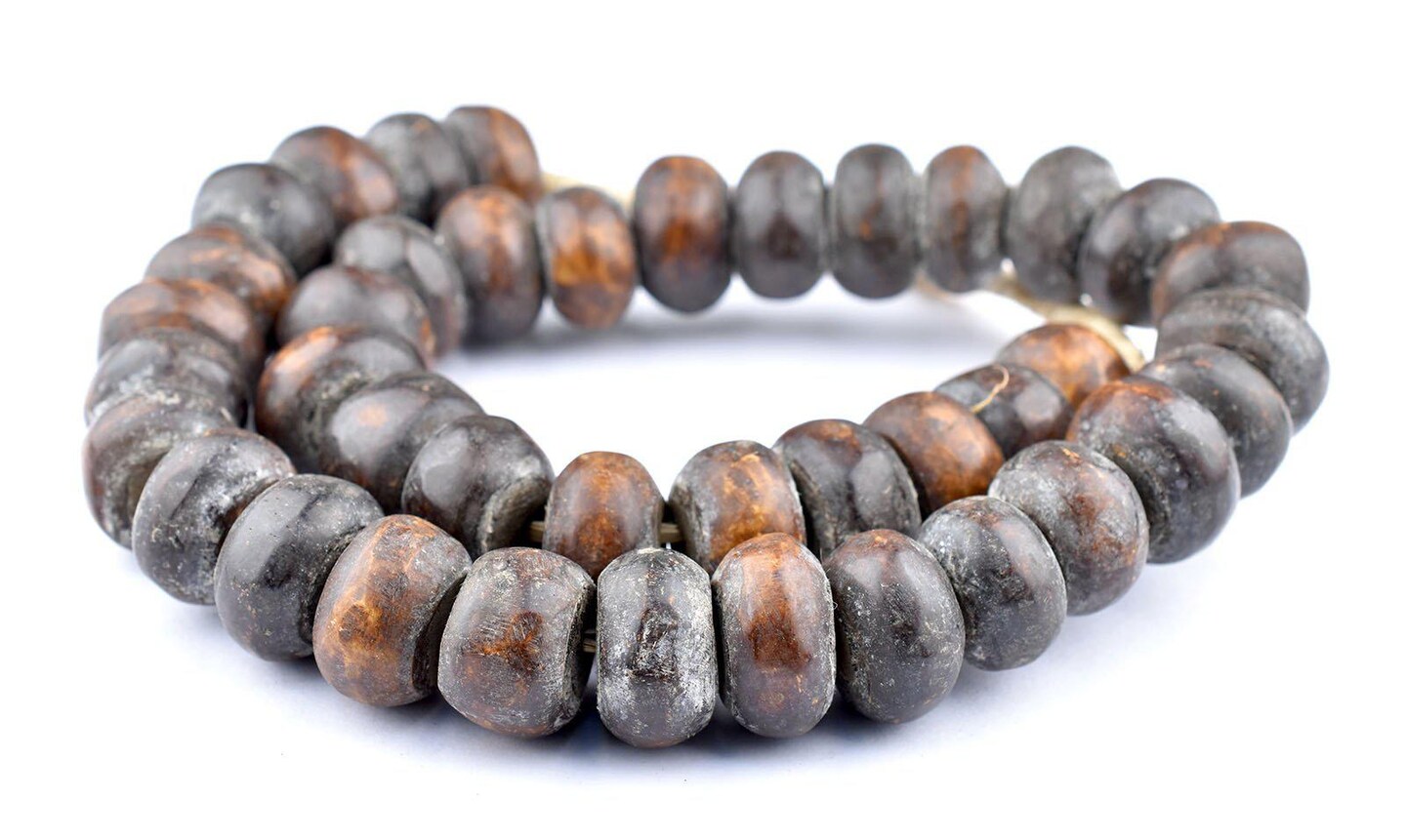 TheBeadChest Matte Kenya Brown Bone Beads Large 23mm African Round Large Hole 27 Inch Strand Handmade