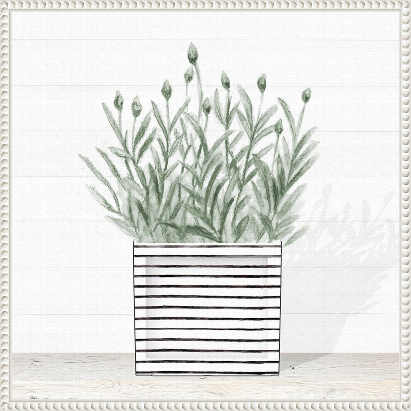 Lavender In Modern Pot III by Janice Gaynor Framed Canvas Wall Art
