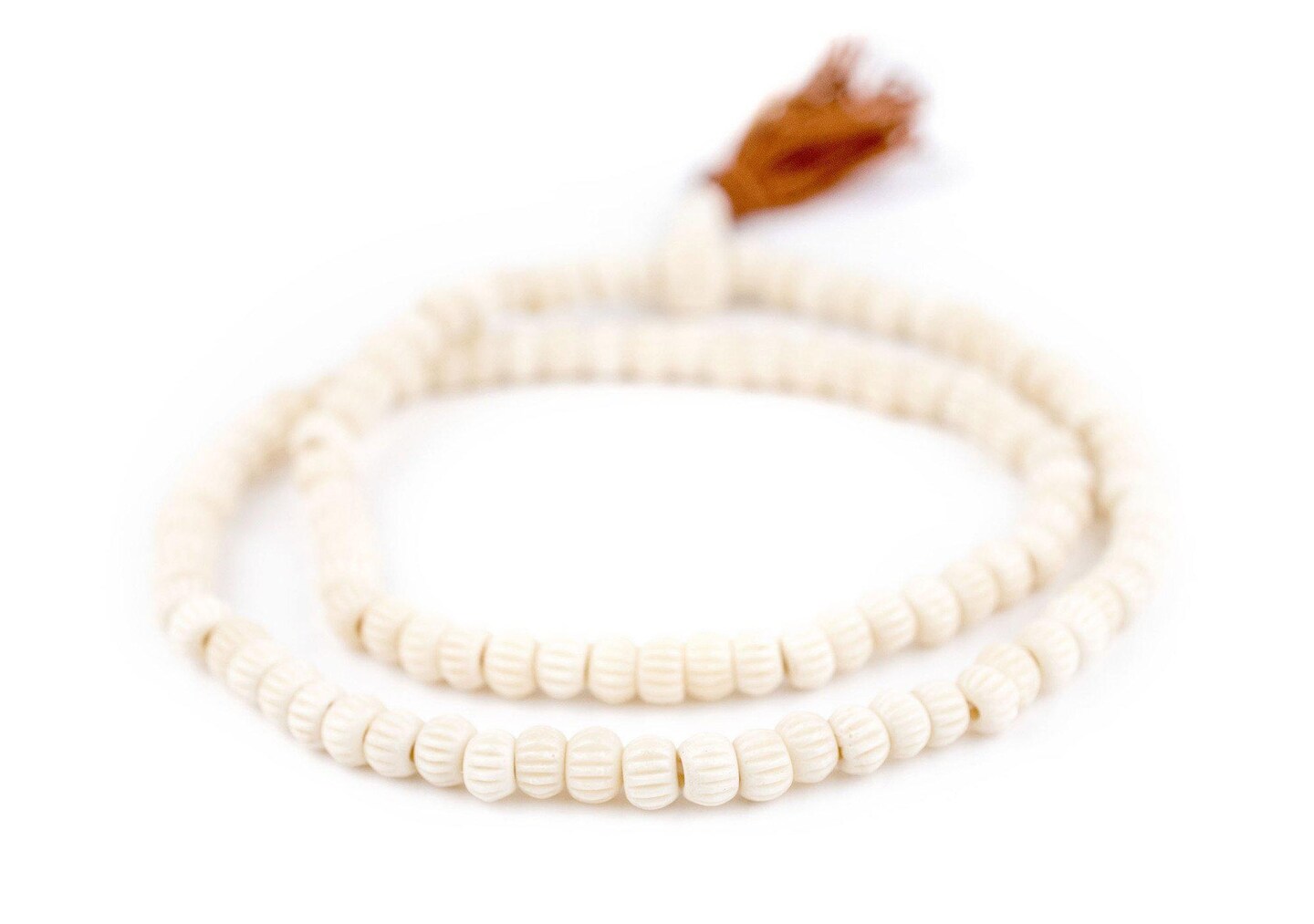 TheBeadChest White Carved Chevron Bone Mala Beads (6mm)