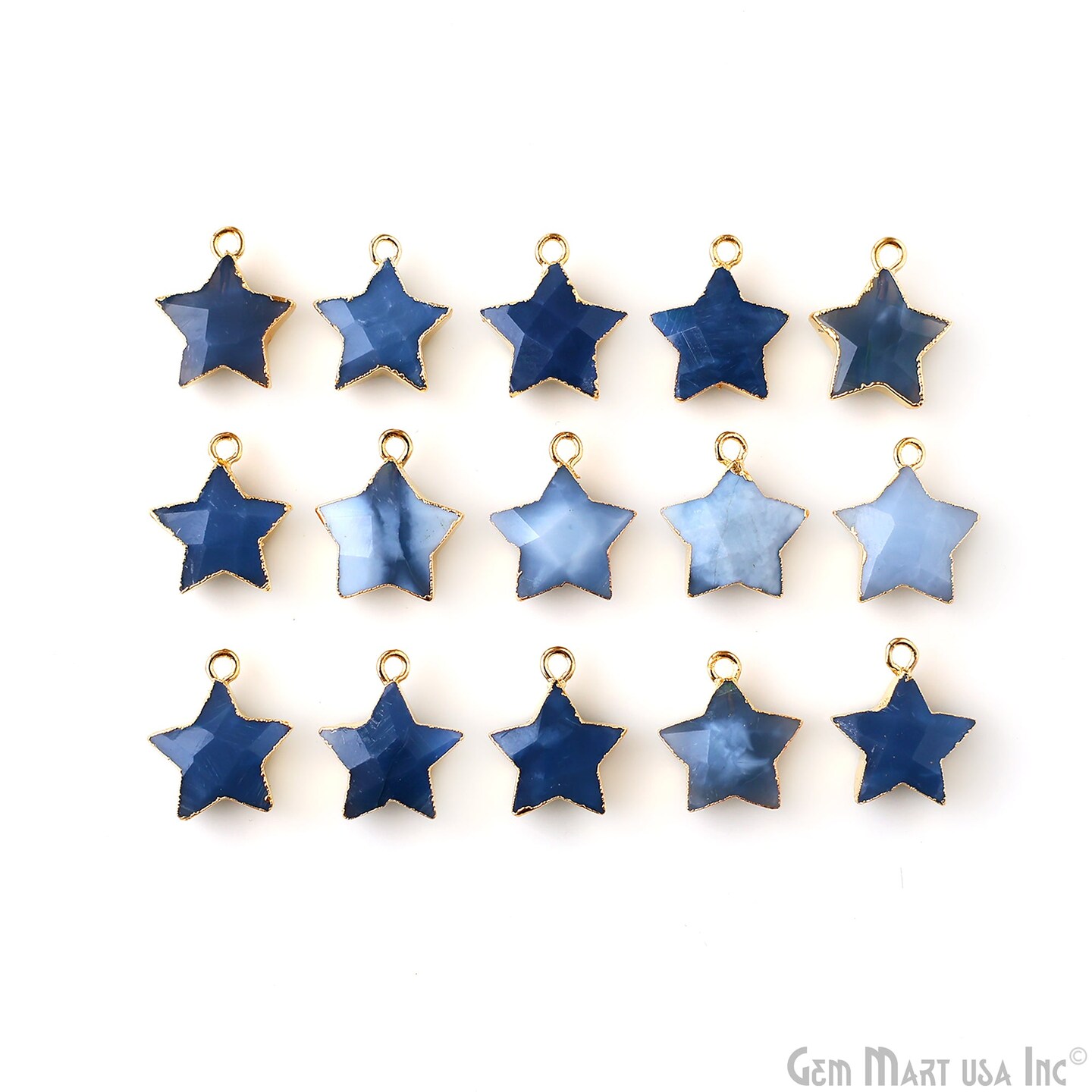 Star Gemstone Connector, Gold Electroplated Natural Gem, Single Bail DIY Jewelry Pendant, 16X14mm, GemMartUSA (50045)
