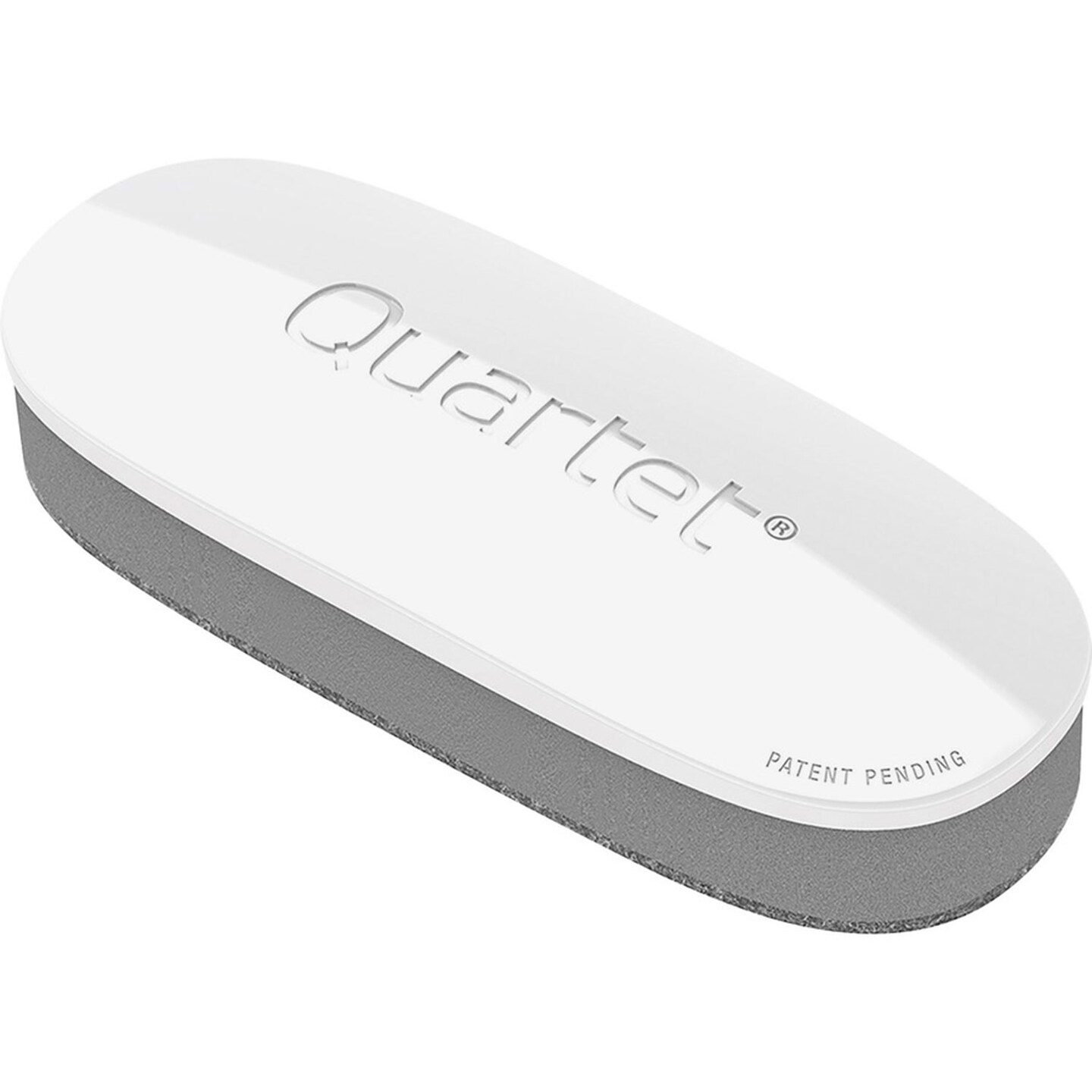 Quartet Dry-Erase Board Eraser, Standard, 2&#x22;Wx5&#x22;L, White/Silver