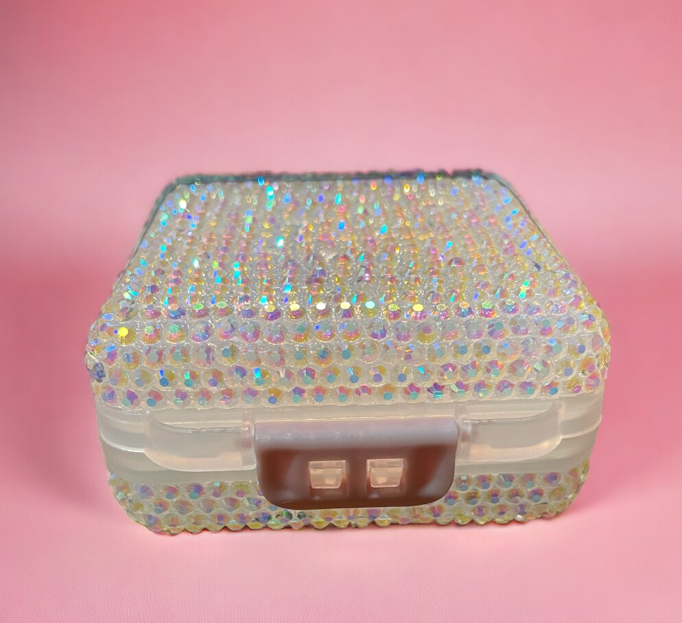 Bling & Bedazzaled Pill Medicine Tablet Box Holder Storage Organizer Case Container buying Stashbox Vitamin Case Shiny Sparkly Rhinestones Crystal