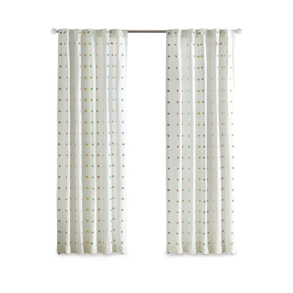 Gracie Mills Caius Cotton Jacquard Pom Pom Curtain Panel - Grace-12676
