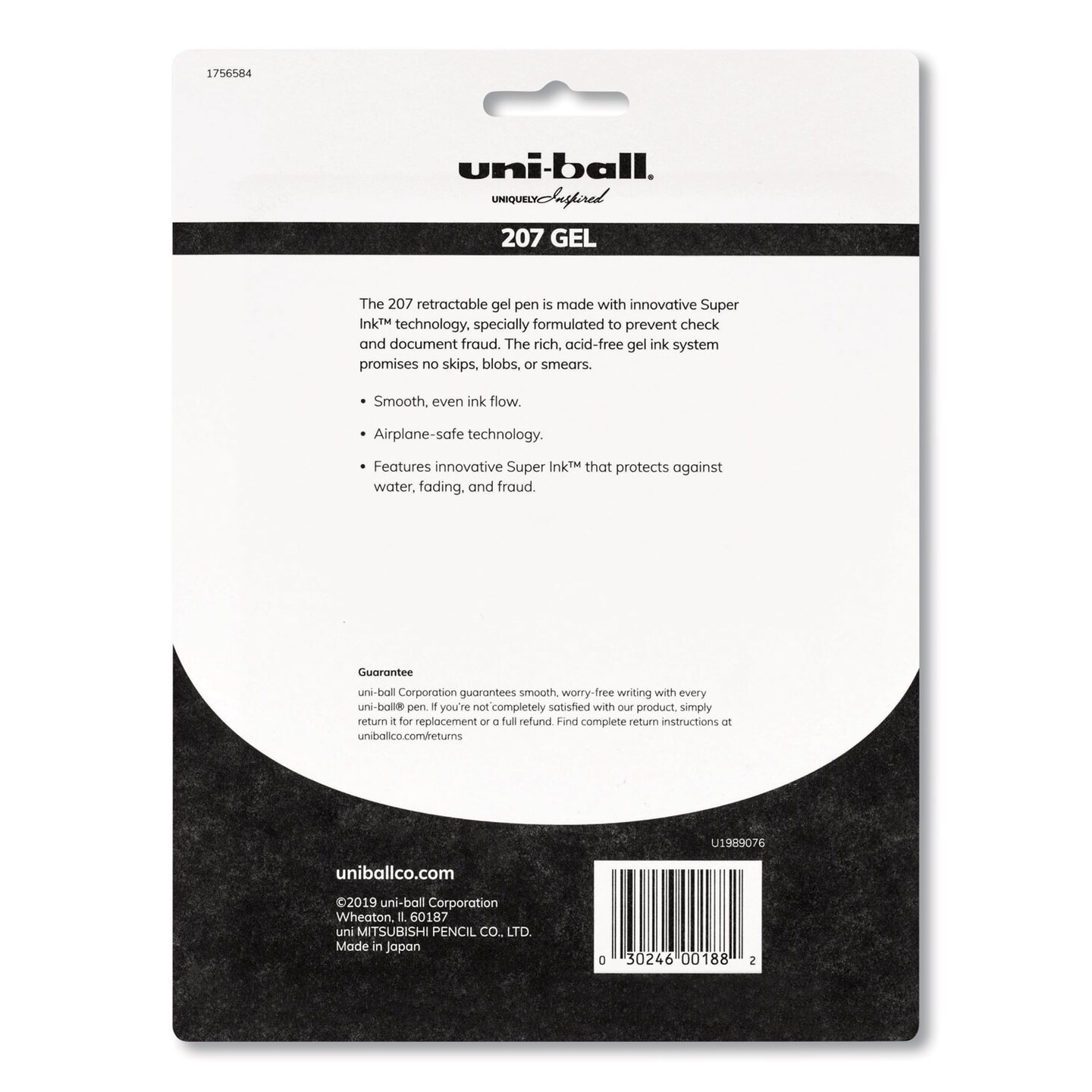 Uni-Ball Signo 207 Gel Pen, Retractable, Medium 0.7 mm, Black Ink, Translucent Black Barrel, 8/Pack