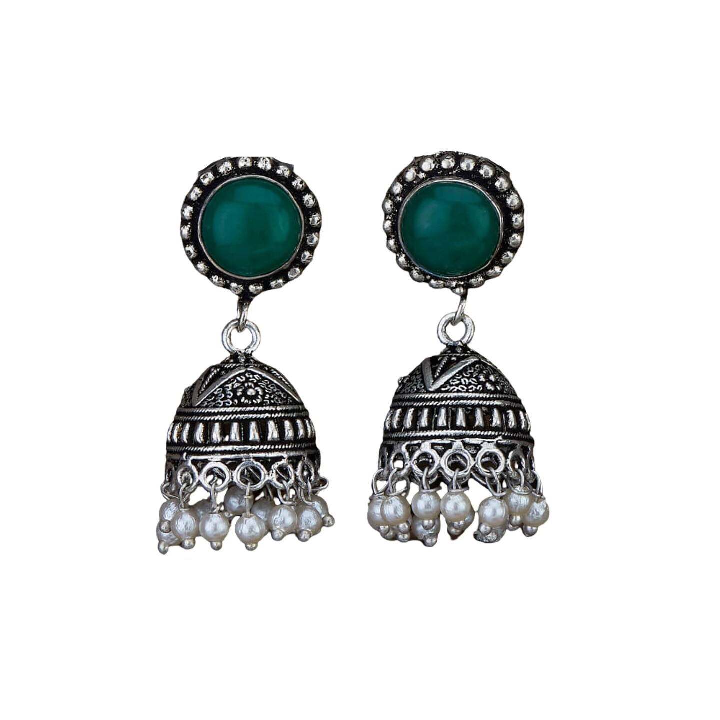 Imitation Pasterl Green Jhumka Earrings - South India Jewels