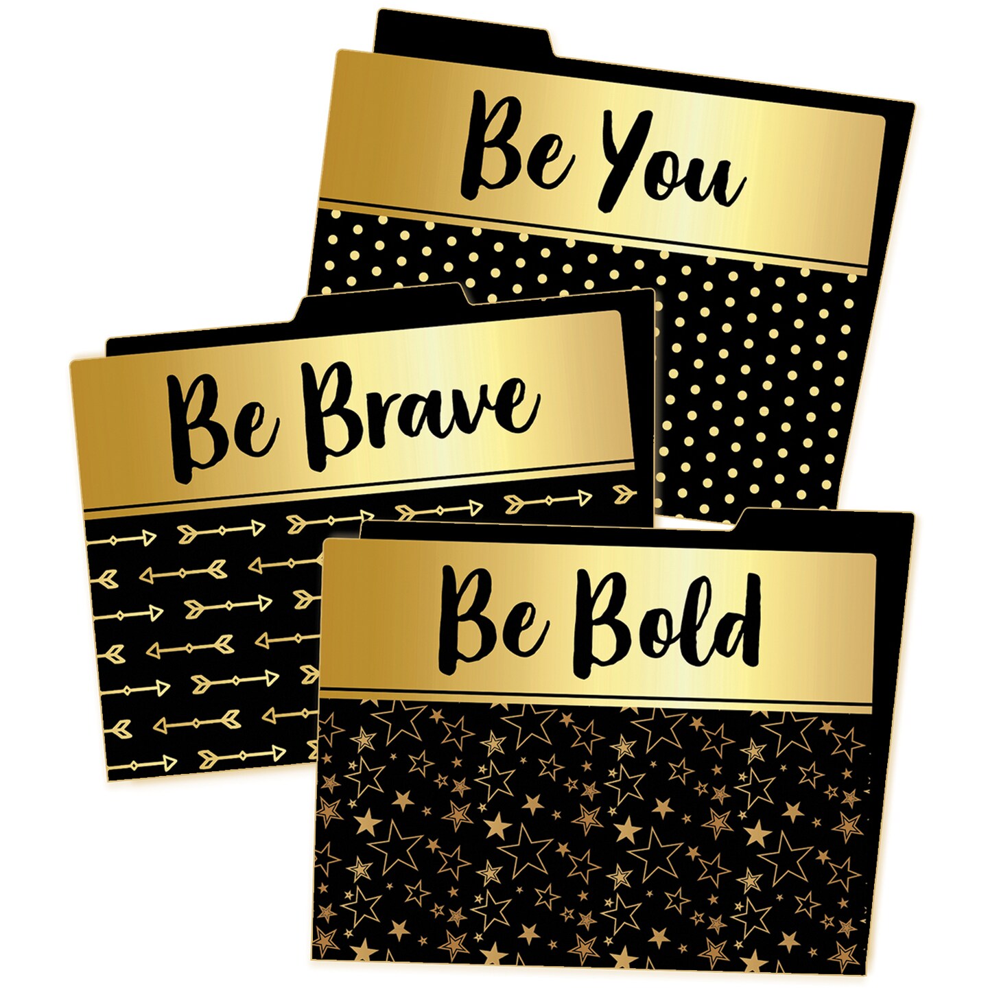 Carson Dellosa 6-Pack Positive Affirmation File Folders, Black and Gold Paper Organizers With Pockets for Filing Cabinet, Classroom Organization, Desk Accessories, Teacher Must Haves, Office Supplies