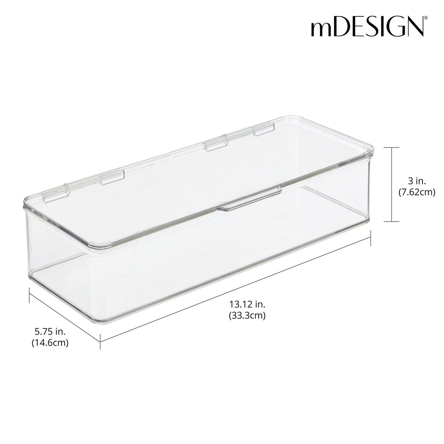 mDesign Plastic Kitchen Pantry/Fridge Storage Box with Hinged Lid