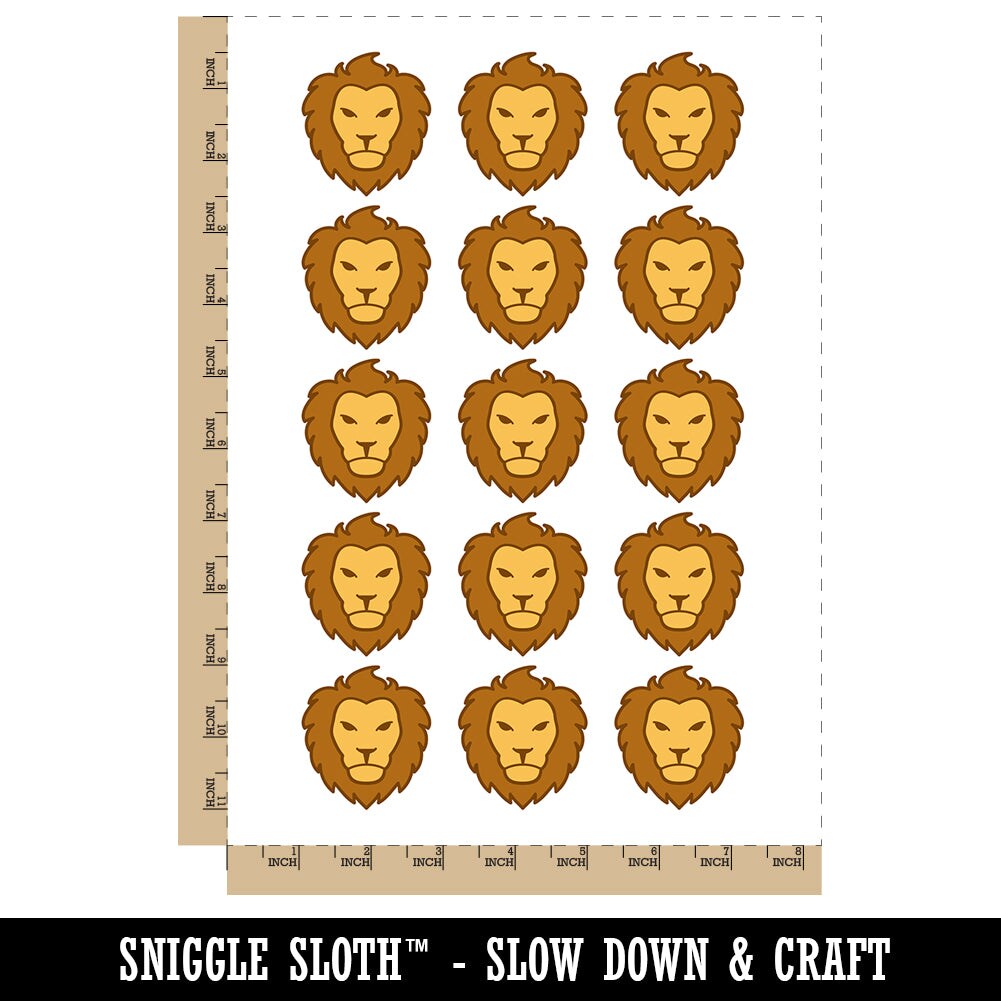 Lion Head Face Temporary Tattoo Water Resistant Fake Body Art Set Collection (1 Sheet)