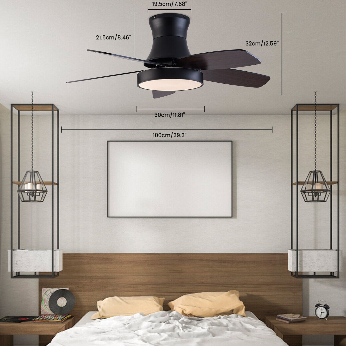 Kitcheniva Black 42 in Ceiling Fan with Light 5 Blades With Remote