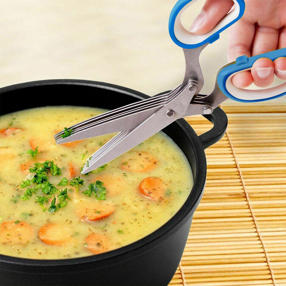 5 Blades Scissors Shear Spices Pasta Office Shredding Paper Slice For Kitchen