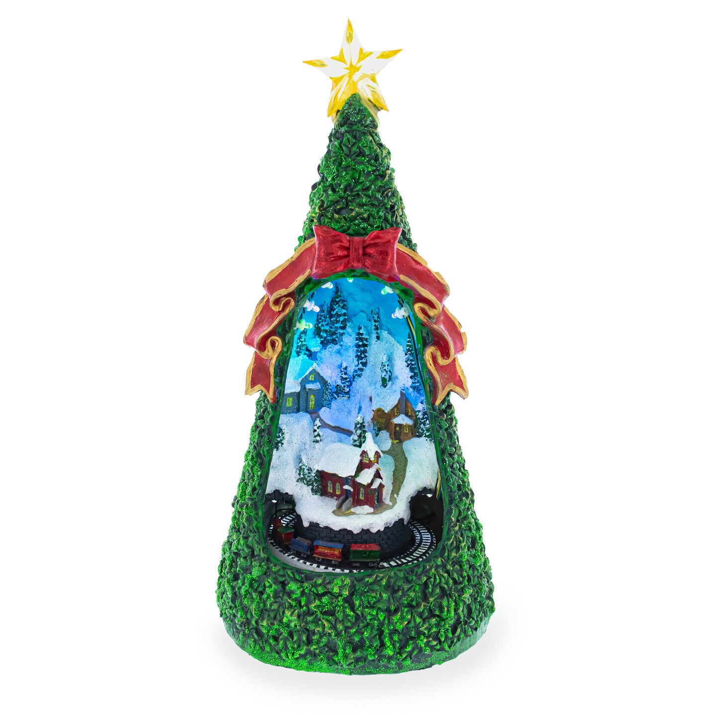 LED Animated Village Scene Tabletop Christmas Tree 13 Inches