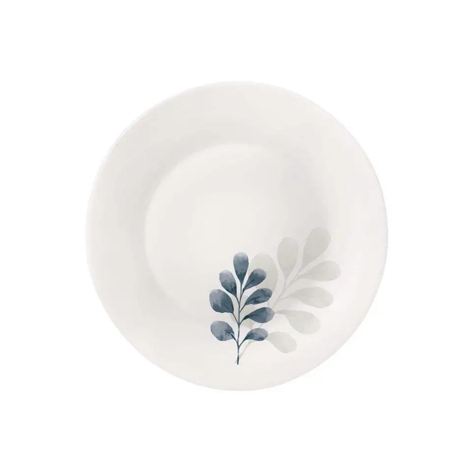 Bormioli Rocco White Moon Botanica Blue, Set Of 6, 7.75" Dessert Plates