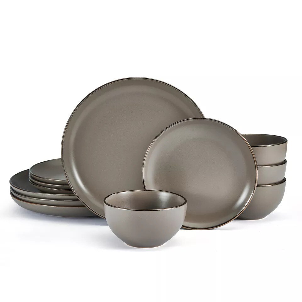 &#x22;Pfaltzgraff Gray Hadlee 12-Piece Dinnerware Set, Service for 4 &#x22;