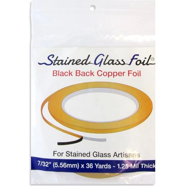 Stained Glass Foil Brand 7/32&#x22; Copper Foil - Black Back - 1.25 Mil. Thick