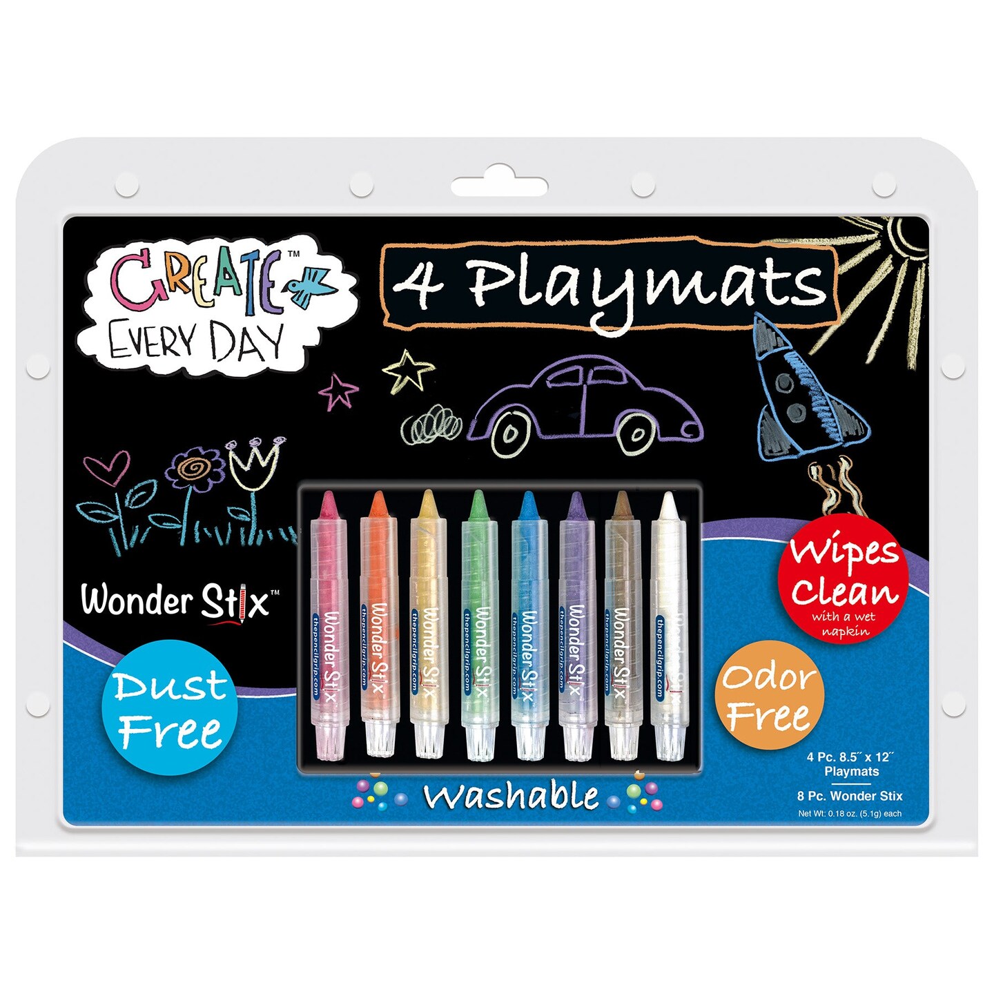 Black Board Playmat Kit with 8 Wonder Stix, 8-1/2&#x22; x 12&#x22;, 4 Boards