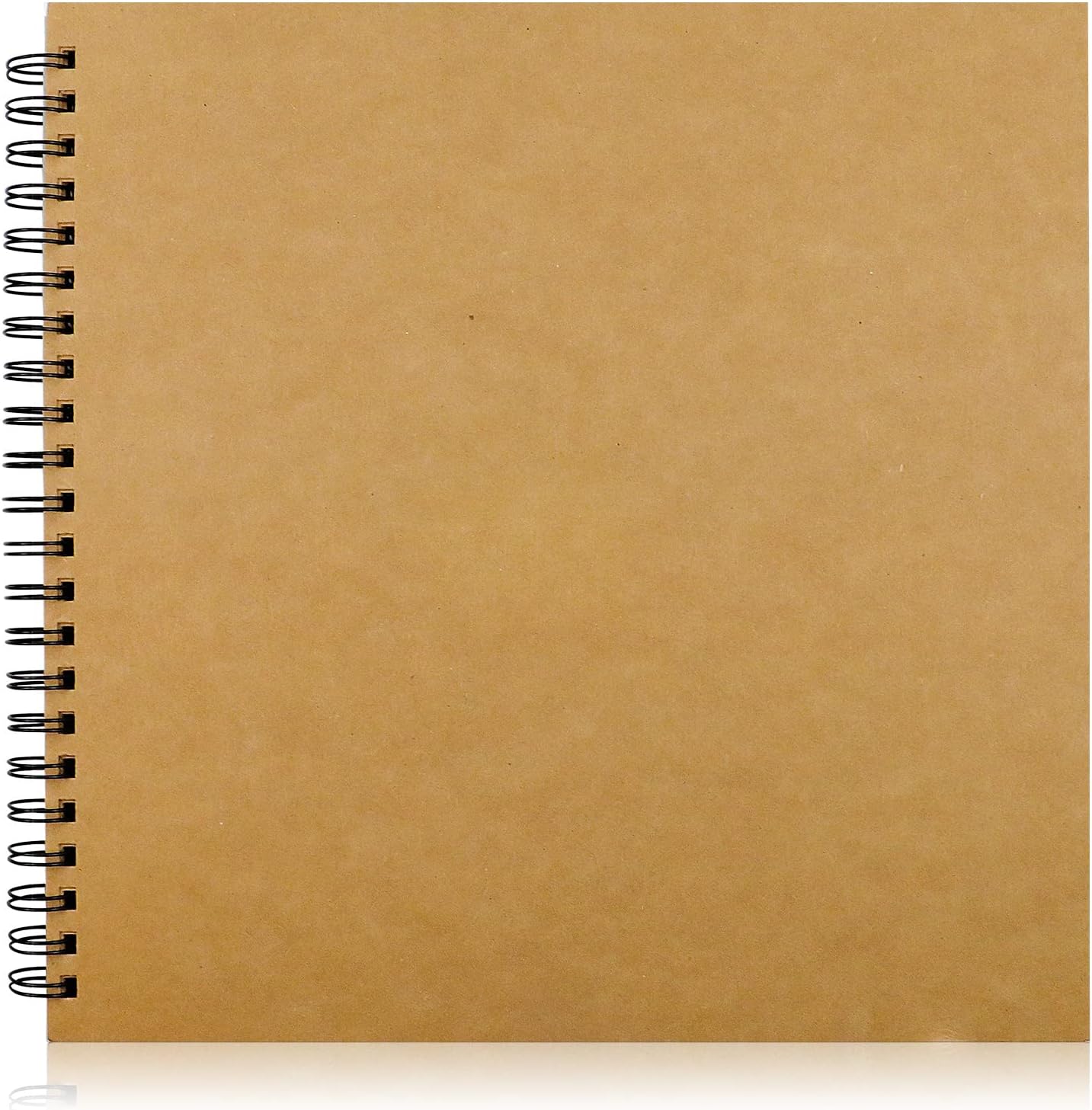 Hardcover Kraft Blank Page Scrapbook Photo Album,Blank Wedding Guest Book, Photo Album, Square Spiral Bound Cardboard Cover Sketchbook,50 Sheets, 12 x 12 x0.94 Inches,200GSM