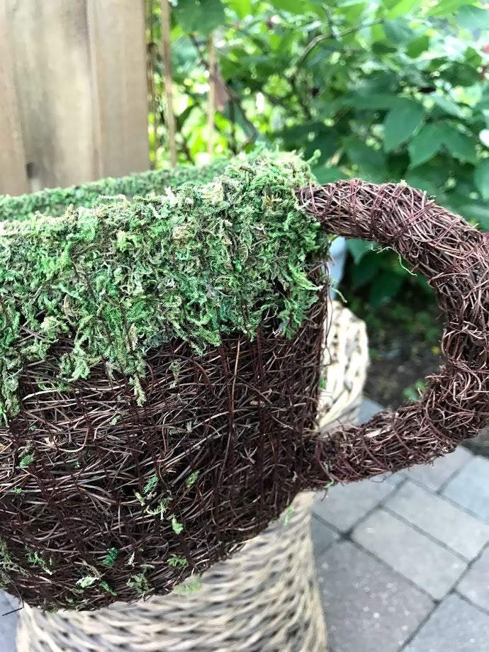 Watering Can PLANTER - Natural MOSS &#x26; Wicker