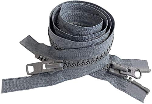 #10 Vislon Molded Separating Two-Way YKK Heavy Duty Jacket Zipper - Choose Your Length & Color - 1 Zipper Per Pack - Made in The United States (Medium Grey - 578, 36" Inches)