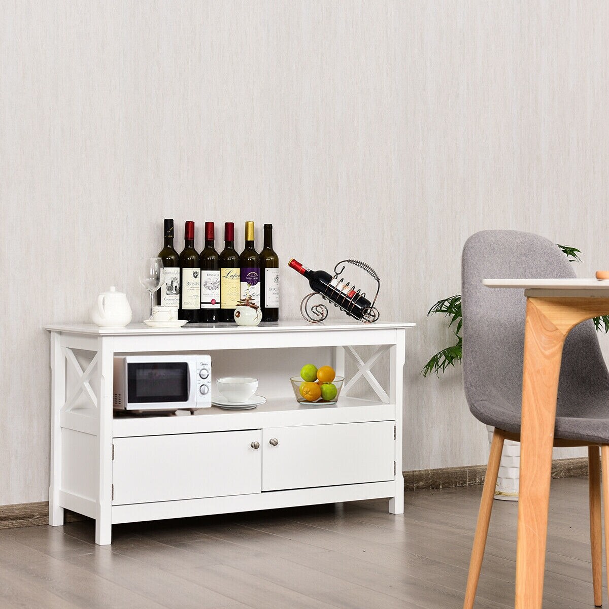 44 Inch Wooden Storage Cabinet TV Stand
