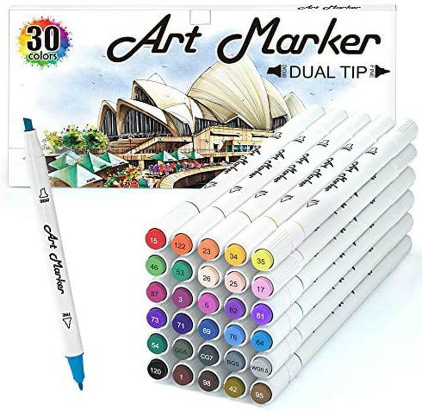 Alcohol Art Markers, Blender Dual Tip Permanent Marker Pens Highlighters  Perfect for Kids Adults Artist Drawing Sketching Card Making & Coloring  Books