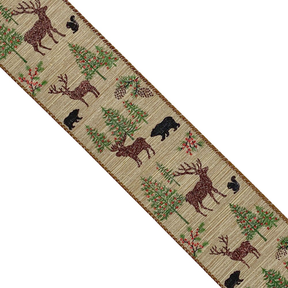 Designer&#x27;s Shop Holiday Forest Scene and Reindeer, WR 63-5143, 2.5&#x201D; x 10 yard