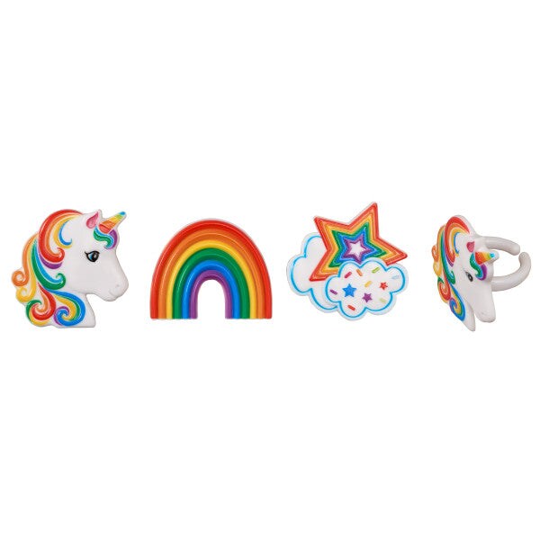 Rainbow Unicorn Assortment Cupcake Rings, 12ct