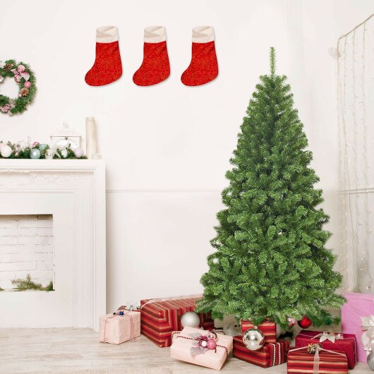 Leafy and Stylish PVC Artificial Hinged Christmas Tree with Metal Stand