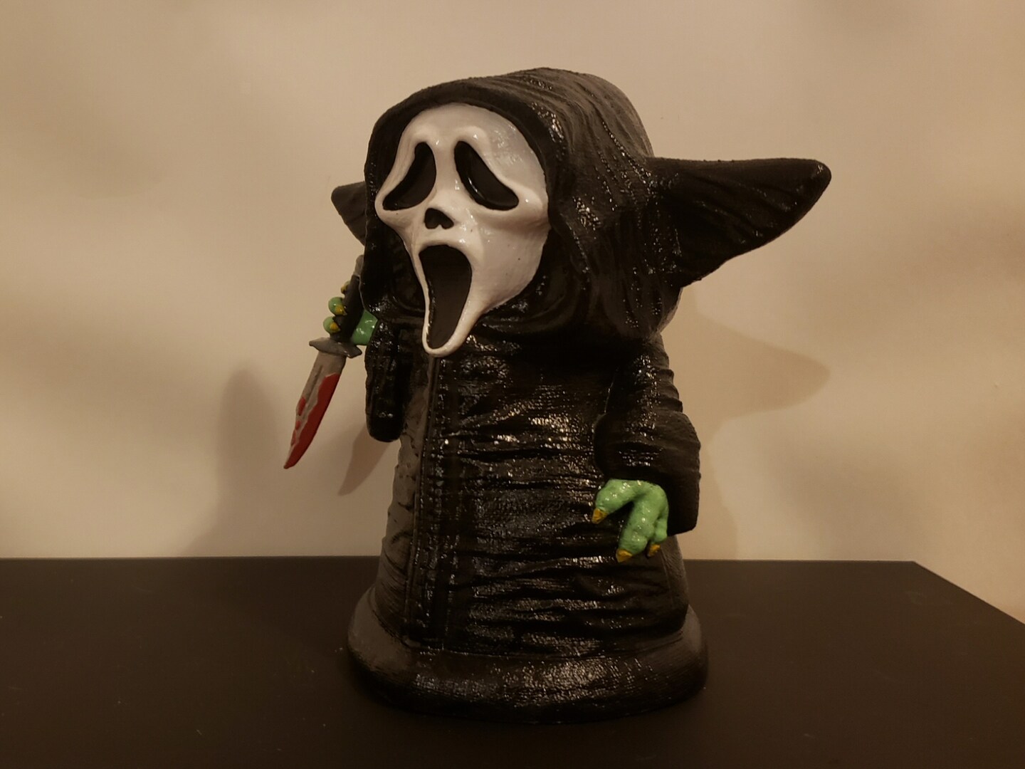 Grogu Ghostface 3D Printed Hand Painted Baby Yoda Scream What If Horror Mash-Up Figurine Art product 2