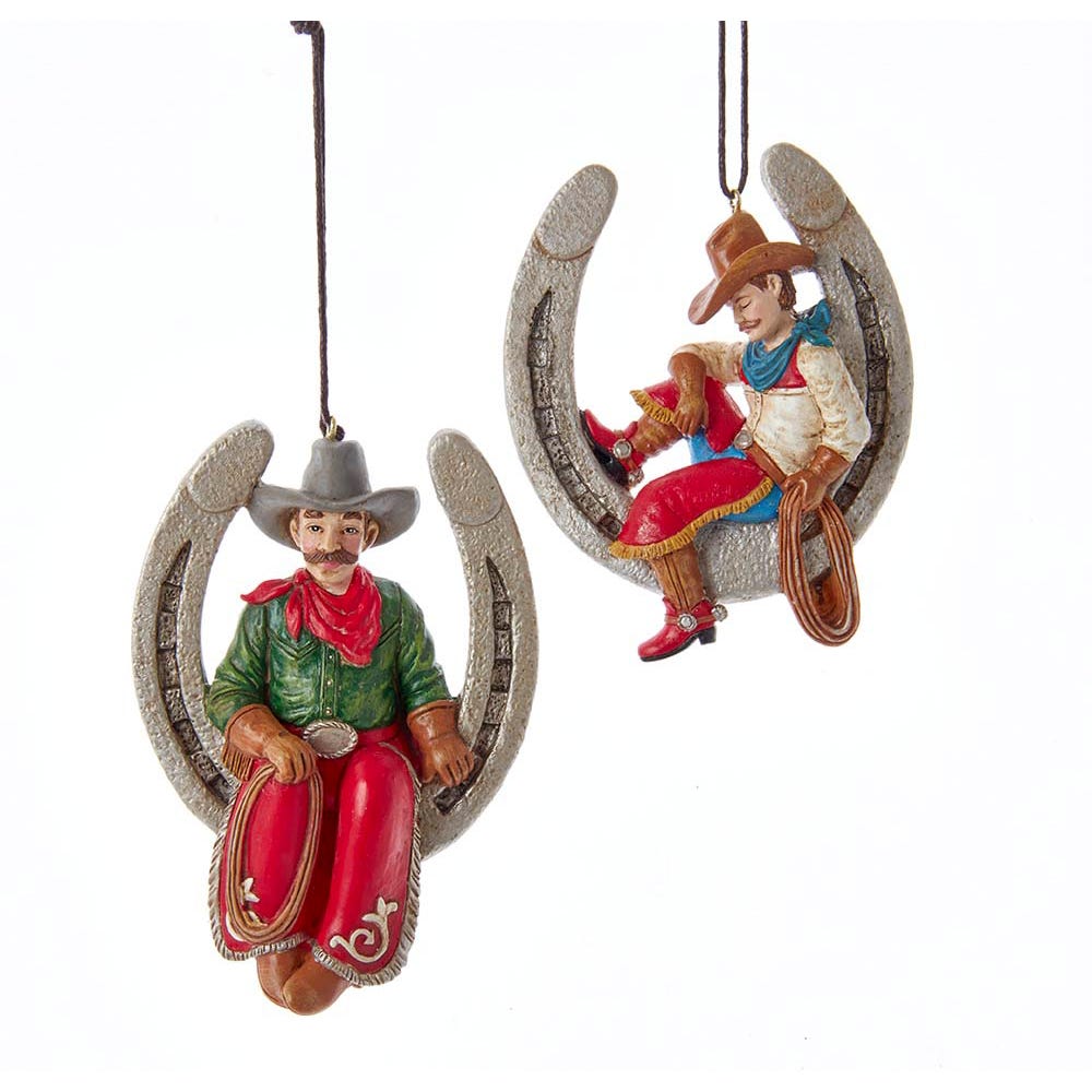 Western Horseshoe With Cowboy Ornaments, 2 Assorted