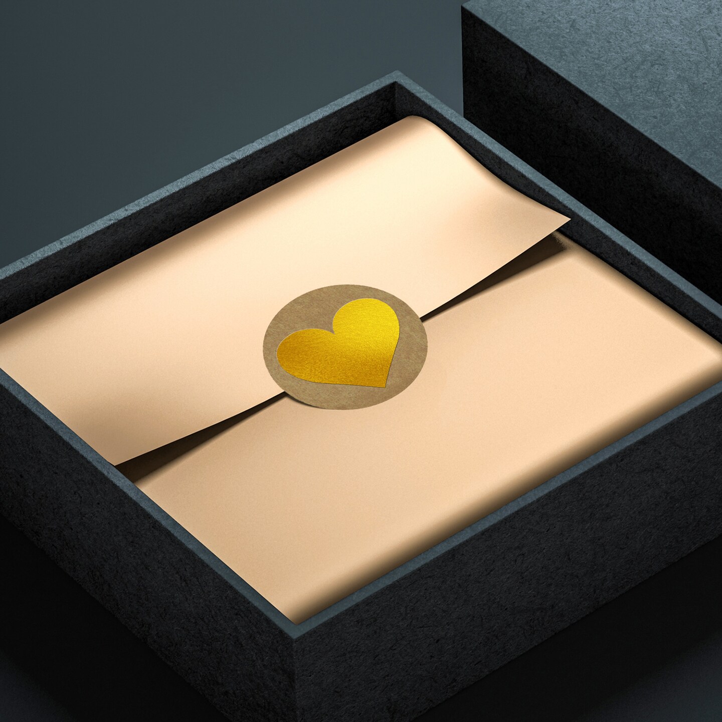Great Papers! Seals, Self-Adhesive, Gold Foil Heart on Kraft, 1.57&#x22; Diameter, 250 Seals/Roll