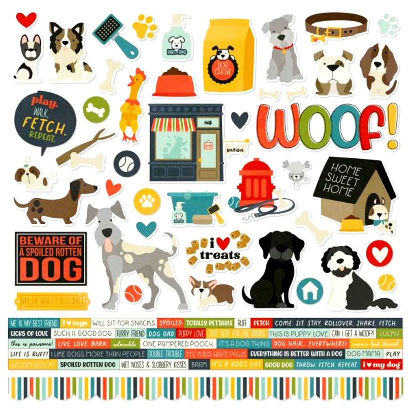 Simple Stories Pet Shoppe Dog 12 x 12 Cardstock Stickers