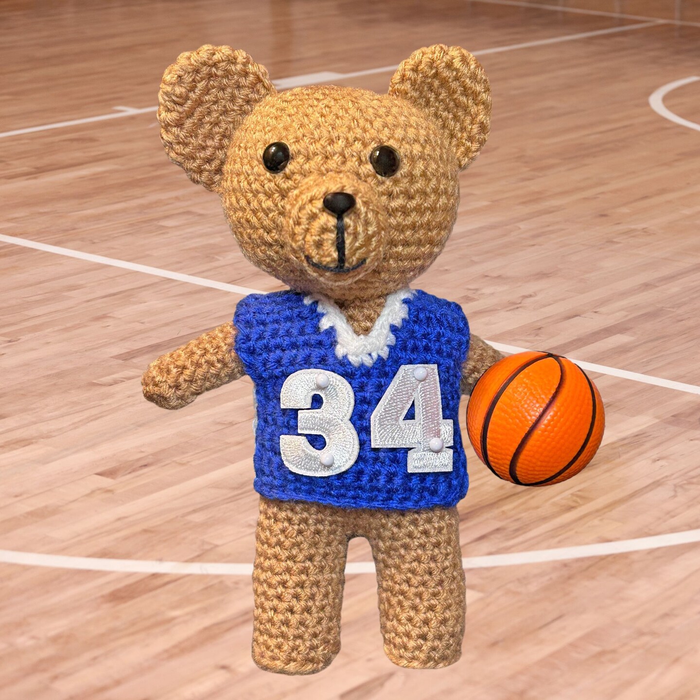 Basketball Teddy Bear, Handmade Crochet Teddy Bear, Basketball Fan Gift ...