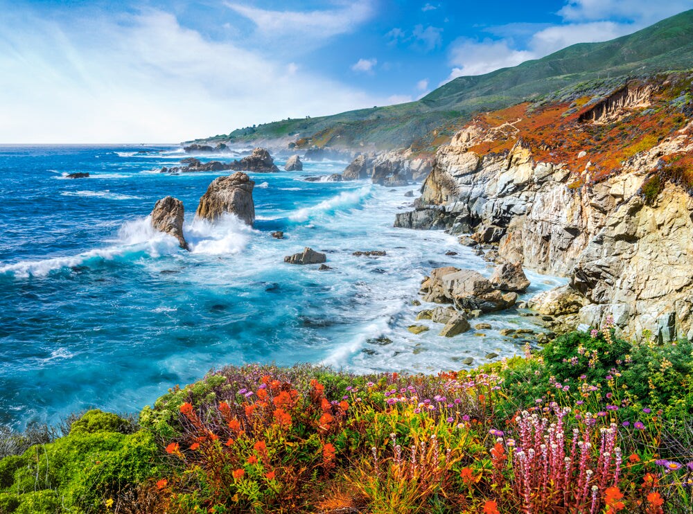 2000 Piece Jigsaw Puzzle, Big Sur Coastline, California, USA, Coastal landscape, Breathtaking view puzzle, Adult Puzzle, Castorland C-200856-2