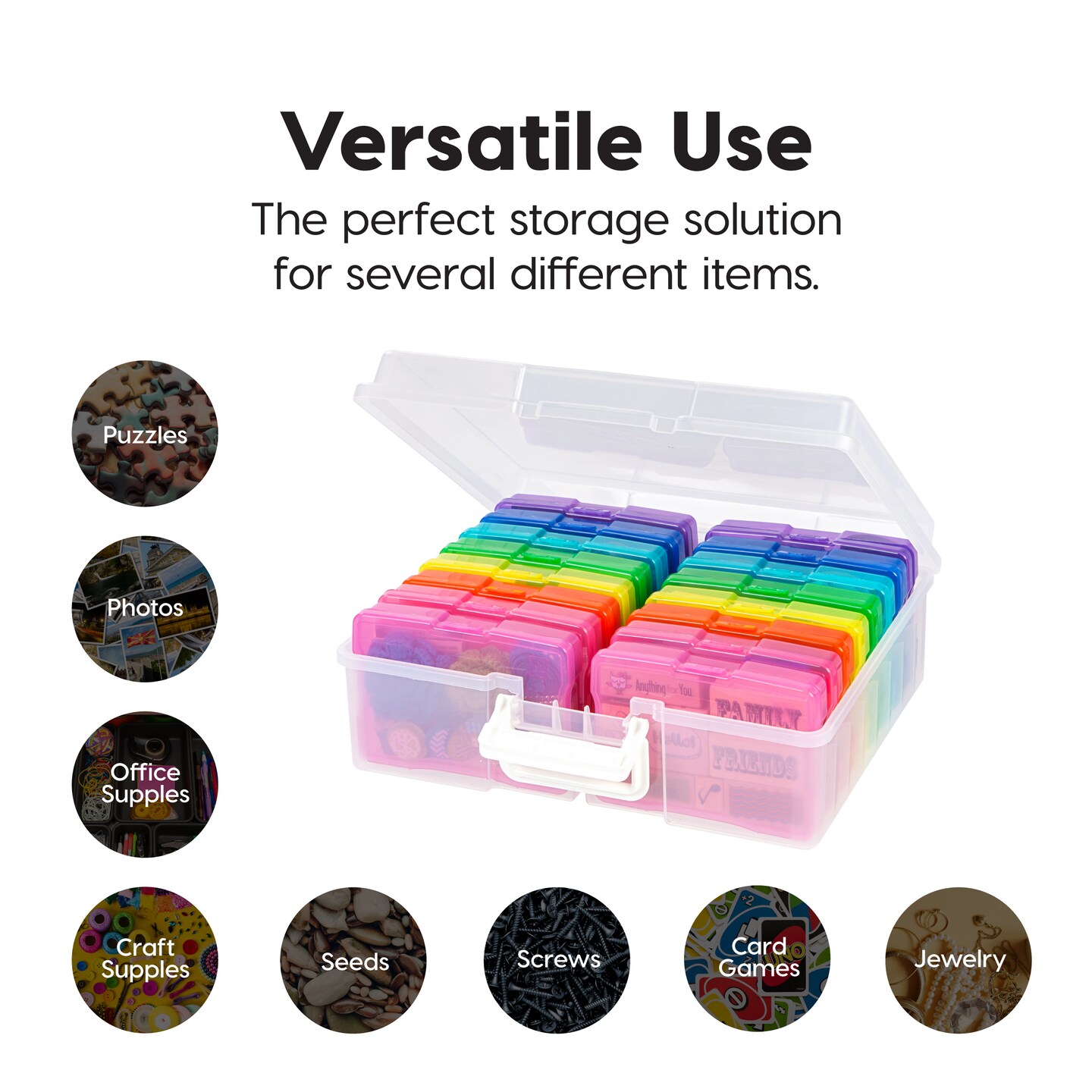 IRIS USA Extra Large 4" x 6" Photo and Embellishment Craft Keeper with 16 Cases