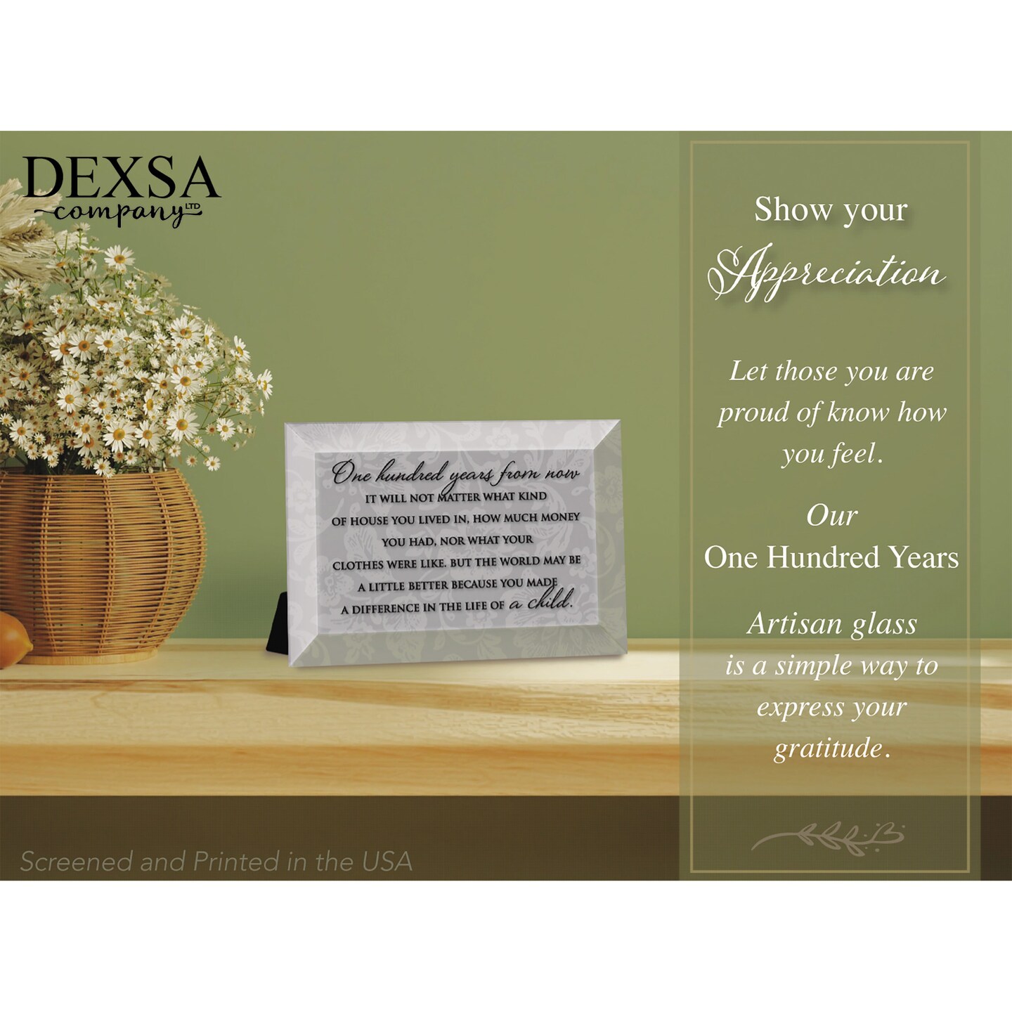 Dexsa One Hundred Years Beveled Glass Plaque with Easel