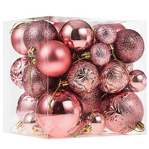 Christmas Ornaments for Xmas Trees Rose Gold Shatterproof