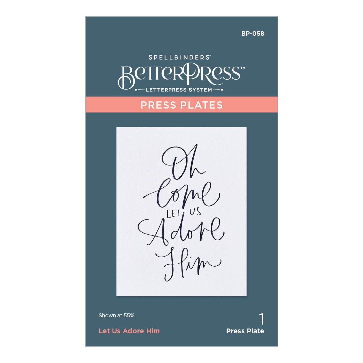 Spellbinders BetterPress Letterpress Press Plates &#x26; Die Set-Let Us Adore Him