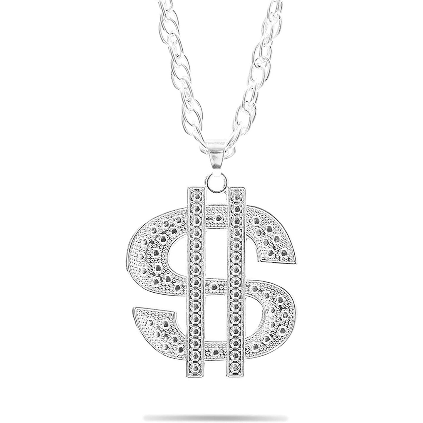 Dollar Sign Pendant Necklace for Halloween, Costumes (28 In, Silver ...