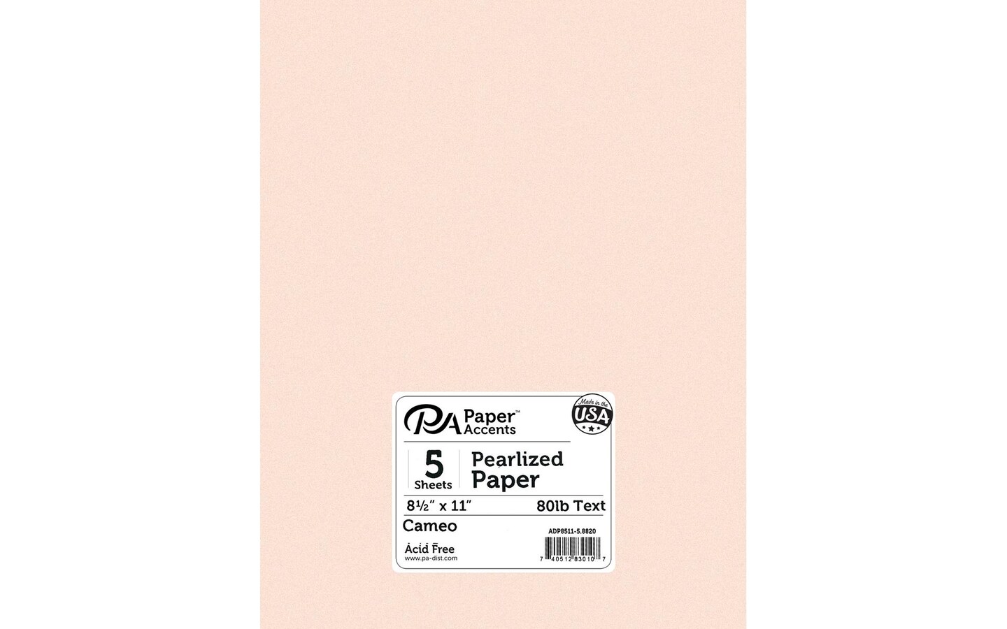 Paper Pearlized 8.5x11 80lb Cameo 5pc