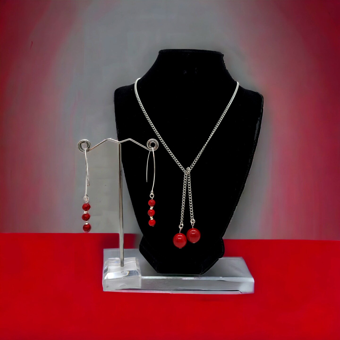 Red on sale lariat necklace