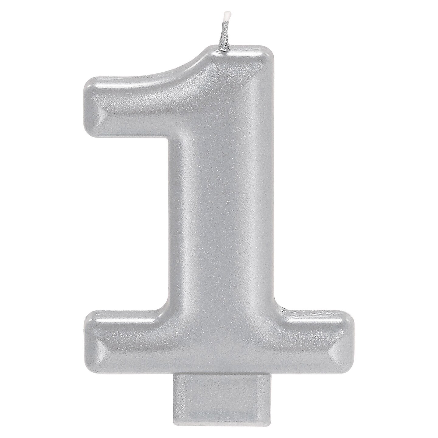 Numeral Metallic Birthday Candle #1 - Silver, 1ct